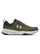 Championes Under Armour Charged Edge para hombre, color negro con detalles en verde flúor y suela blanca. Ideales para entrenamiento en gimnasio o al aire libre.