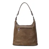 Cartera negra de símil cuero con doble cierre superior, bolsillo frontal con tapa y broche magnético, bolsillos laterales con cierre y correa larga regulable y desmontable.