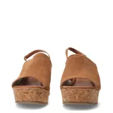 Sandalias Bottero negras con plataforma de corcho y capellada de cuero con pulsera fina con hebilla.