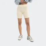 Biker color crema de cintura alta.