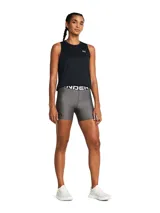 Calza deportiva Under Armour HeatGear de tiro medio, color gris, con cintura elástica con logo de la marca.