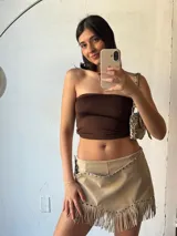 Top bandeau blanco de lycra.