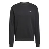 Sweater Adidas negro de corte clásico con cuello redondo y logo del trifolio bordado en blanco en el pecho.