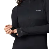 Remera deportiva Columbia negra de manga larga con medio cierre frontal y tecnología Omni-Wick para control de la humedad y neutralización de olores.