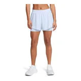 Short deportivo Under Armour Fly By 2 in 1 para mujer, color verde agua con detalles en blanco. Cuenta con cintura elástica, calza interior incorporada y bolsillo lateral con cierre.
