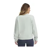 Buzo Under Armour de mujer, modelo Rival Terry Crew, color verde claro con logo pequeño estampado en el pecho.