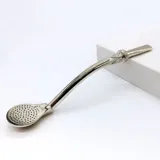 Bombilla para mate de plata con filtro inferior con orificios.