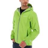 Campera impermeable Columbia Evapouration Jacket, color celeste, con capucha ajustable, cierre frontal completo, bolsillos laterales con cierre y ventilación en las axilas.