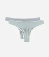 Bombacha bikini gris con encaje en las sisas, de media malla y corte cavado.