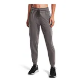 Pantalón de jogging negro Under Armour para mujer, de corte ajustado, con cintura elástica ajustable con cordón, bolsillos laterales y logo estampado en la pierna.
