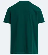Remera verde de algodón, corte comfort, cuello redondo y mangas cortas. Estampado frontal con texto "Société Nautique Des Regates" y un pequeño velero.