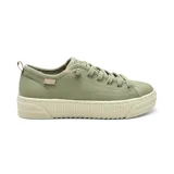 Championes Skechers Bobs Copa, color verde oliva, con capellada de lona y cuero sintético, cordones y plataforma de goma.