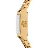 Reloj Michael Kors modelo Georgie, color dorado, con caja cuadrada de 22mm y pulsera de eslabones.