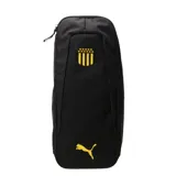 Botinera negra con detalles en amarillo, escudo del Club Atlético Peñarol y logo de Puma.