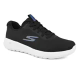 Zapatillas deportivas Skechers GO WALK Max Midshore, color negro con logo azul en el lateral. Capellada de malla y material sintético, con cordones elásticos. Plantilla Skechers Air-Cooled Goga Mat™ y amortiguación 5GEN® ligera.