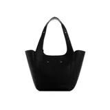 Cartera de hombro negra marca Guess, con correa ajustable y detalles metálicos.