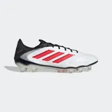 Championes de fútbol Adidas Copa Pure 3 Elite, color blanco con detalles en negro y rojo.