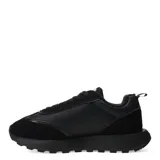 Zapatillas deportivas negras con detalles en gamuza y cuero sintético.