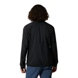 Cortaviento gris oscuro con cierre frontal completo, cuello alto y logo de la marca en el pecho.