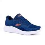 Championes deportivos Skechers Skech-Lite Pro color azul con detalles en naranja y suela blanca. Confeccionados en tejido de punto jaspeado con capas sintéticas, plantilla Skechers Air-Cooled Memory Foam y entresuela Skech-Lite que absorbe los impactos.