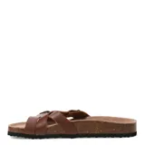 Sandalias negras con dos tiras ajustables con hebilla.