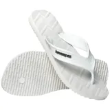 Ojotas Havaianas modelo Track Waves, color blanco con textura geométrica en la plantilla y logo de la marca en la tira.