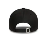 Gorro New Era modelo 9FORTY, color negro, con logo de los New York Yankees bordado en hilo celeste brillante. Presenta visera curva y ajuste trasero.