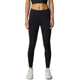Calza larga de mujer, color negro, marca Columbia modelo PFG Open Water Legging. Confeccionada en tejido elástico con tecnología Omni-Wick™ para absorción de la humedad y Omni-Shade™ Broad Spectrum UPF 50 para protección solar. Cuenta con cintura de compresión, bolsillo interior y entrepierna de 27 pulgadas.