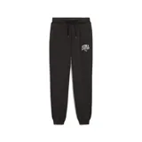 Pantalón de jogging Puma Classic Washed, color negro con logo Puma Sport Club estampado en gris en el muslo izquierdo.