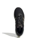Championes Adidas Lite Racer 4.0 para mujer, color negro con detalles animal print en las tres tiras laterales y el talón.