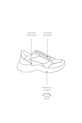 Zapatillas deportivas con exterior metalizado en tonos rosa, dorado y plateado. Cordones blancos y suela chunky blanca.