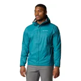 Campera impermeable Columbia Watertight II para hombre, color azul. Confeccionada con tecnología Omni-Tech™ que proporciona impermeabilidad y transpirabilidad. Cuenta con capucha ajustable, dobladillo ajustable con cordón, bolsillos con cremallera, protector de barbilla y puños ajustables. Se guarda en su propio bolsillo.
