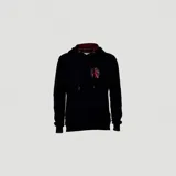 Buzo gris con capucha, cordones ajustables y puños elásticos. Estampado frontal con el logo de la Casa Targaryen y la frase "Fire & Blood". Interior de la capucha con estampado de escamas de dragón en tonos dorados.