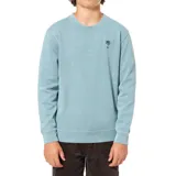 Buzo celeste de algodón con cuello redondo y logo de palmera bordado en el pecho.
