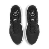 Zapatillas deportivas negras de mujer, con diseño de tecnología de amortiguación Air Max y detalles en blanco.