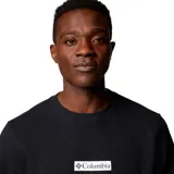 Buzo negro de cuello redondo con logo de Columbia estampado en el pecho. Puños y dobladillo acanalados.