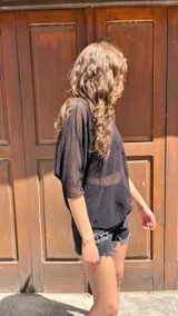 Remerón de red blanca de manga 3/4.