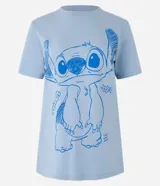 Remera celeste de algodón con estampado de Stitch en color azul.