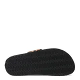 Sandalias negras con estampado animal print, con plataforma plana y tira para el dedo pulgar con detalle metálico plateado.