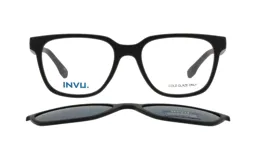 Armazón para anteojos INVU 42501C negro con clip-on polarizado.