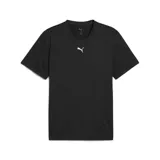 Remera deportiva Puma Ess Heather Cat color negro con logo estampado en el pecho.