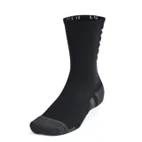 Medias deportivas Under Armour unisex, color negro con detalles en gris y logo en blanco.