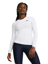 Remera de compresión Under Armour HeatGear® OG de manga larga color blanco con logo negro en el pecho.