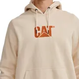 Buzo canguro negro de frisa con capucha ajustable con cordones y bolsillo frontal. Logotipo CAT bordado en el pecho.