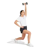 Short deportivo negro de tiro alto con cintura elástica y logo de Adidas en la pierna.