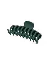 Pinza para el pelo color verde oscuro, con diseño de dientes.