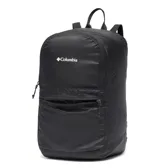Mochila unisex Columbia Lightweight Packable color negro, con logo estampado en blanco. Liviana y plegable, con bolsillo frontal para accesorios, asa de agarre y correa de hombro ajustable. Se guarda en un bolsillo exterior. Capacidad de 19 litros.