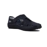 Guillerminas casuales negras con calado y ajuste con velcro.