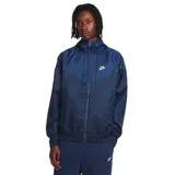 Chaqueta con capucha de material resistente al agua, color azul, diseño clásico de Nike.