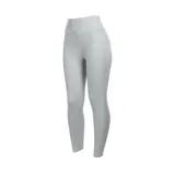 Calza deportiva gris con cintura alta y bolsillos laterales.